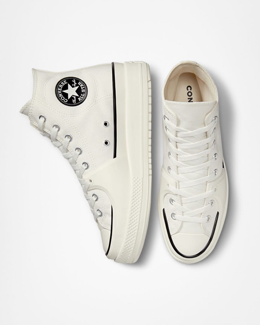 Tenis Converse Chuck Taylor All Star Construct Cano Alto Feminino Branco Pretas | PT K01P0T7